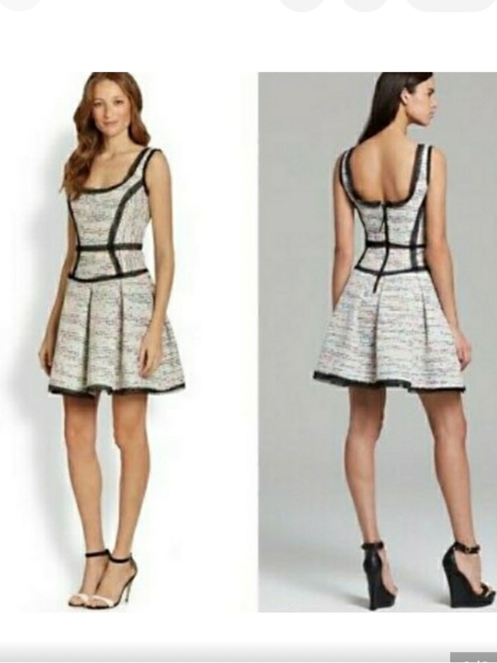 NWT Milly Confetti Tweed fit & flare Multi Scoopneck dress size 10 Spring Easter